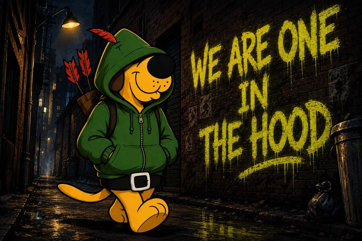 Robin Hoodnik meme illustration: We Are One in the Hood
