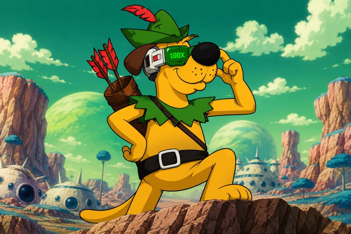 Robin Hoodnik meme illustration: Hoodnik's 100X Forest Scouter